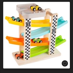 Toy Time Ramp and Colorful Wooden Racecar Set